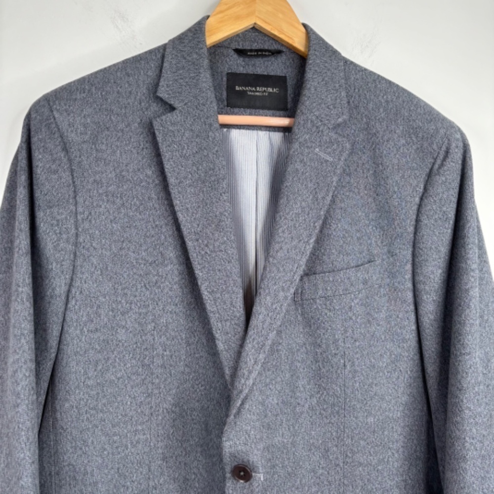 Banana Republic Blazer 44L Charcoal Grey Old Money Classic Academia Minimalist - Picture 2 of 11